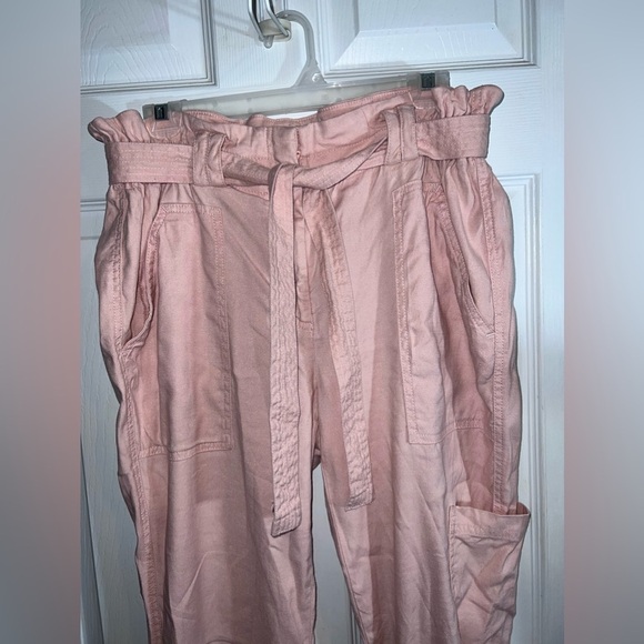Anthropologie ELEVENSES Romy Paper Bag Waist Linen Blend Pants Pink Sz S - Picture 5 of 15